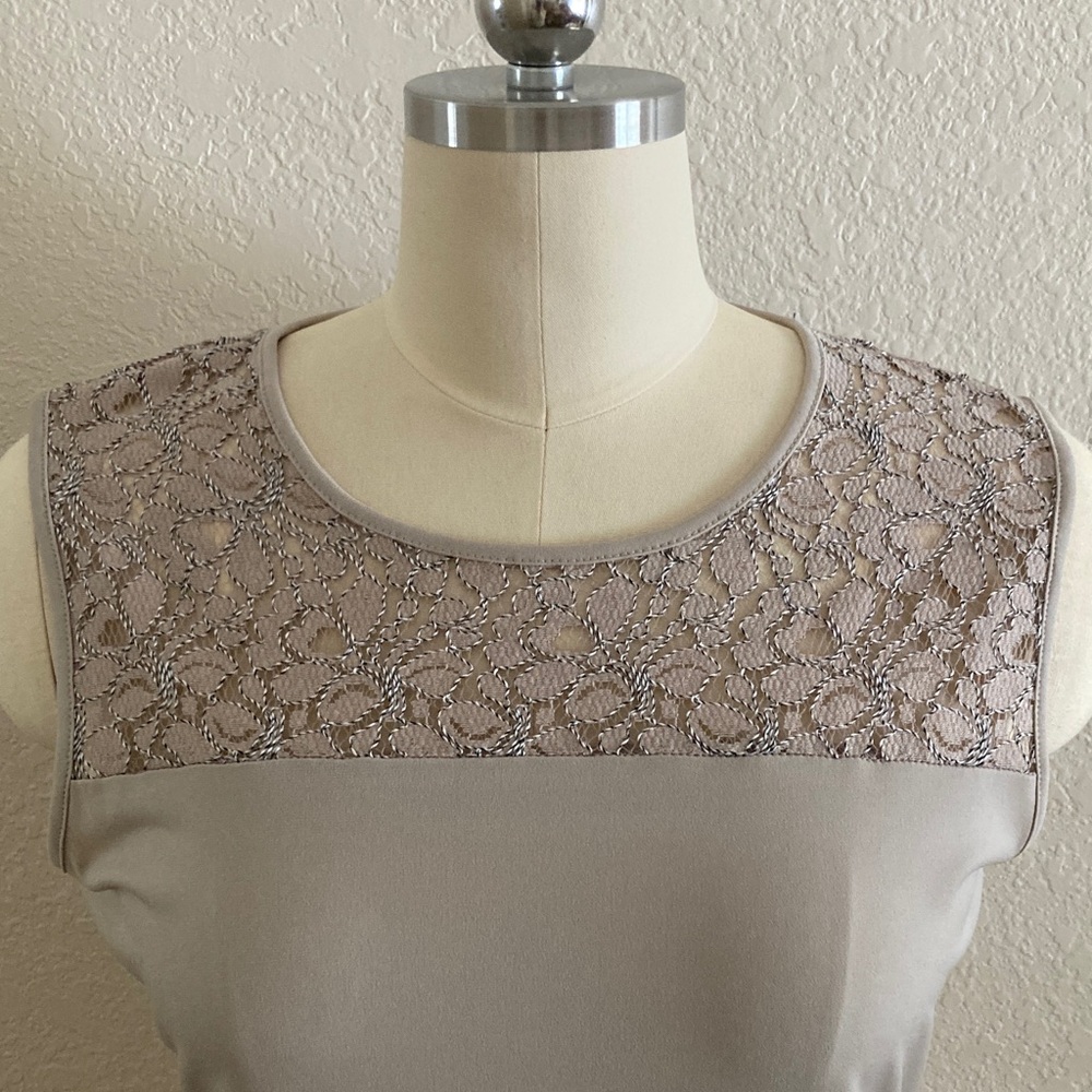 Calvin Klein Taupe Lace Detail Tank Blouse